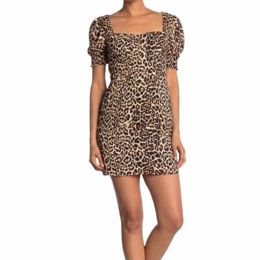 NSR NWT Animal Leopard Print Puff Sleeve Dress Size S